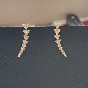Pavé Triangle Path Ear Climbers